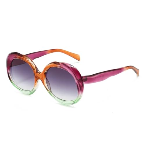 RRNTTTM Modische runde Damen-Punk-Sonnenbrille, Retro-Stil, Herren, trendiger Farbverlaufsrahmen, Sonnenbrille, Farbverlaufsschirme, UV400 (lila) von RRNTTTM