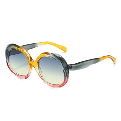 RRNTTTM Modische runde Damen-Punk-Sonnenbrille, Retro-Stil, für Herren, trendiger Farbverlaufsrahmen, Sonnenbrille mit Farbverlauf, UV400 (grau) von RRNTTTM