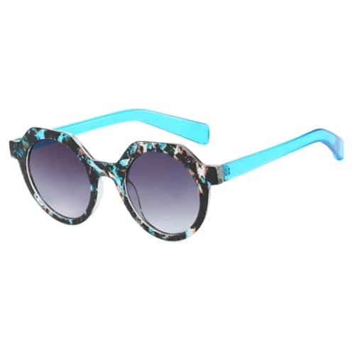 RRNTTTM Modische runde Damen-Punk-Sonnenbrille mit Retro-Nieten für Herren, trendige Sonnenbrille mit Farbverlauf, UV400 (blau) von RRNTTTM