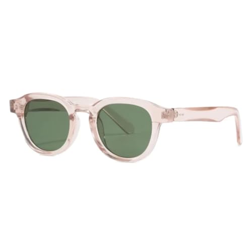 RRNTTTM Modische runde Sonnenbrille für Damen, Retro, klarer Rahmen, Gläser, UV400, Nieten, Party-Sonnenbrille (Teegrün) von RRNTTTM