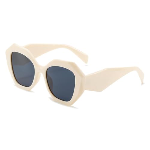 RRNTTTM Modische weiße Sonnenbrille mit großem Rahmen für Herren und Damen, farbige UV400-Schutzbrillen für den Außenbereich (C6 Beige Schwarz) von RRNTTTM