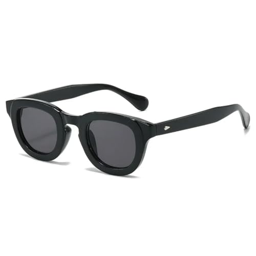 RRNTTTM Ovale Sonnenbrille mit Farbverlaufsgläsern in Bonbonfarben, UV400, für Damen und Herren, Brillen für Herren, trendige Sonnenbrillen mit Nieten (Schwarz Schwarz) von RRNTTTM