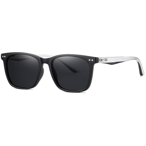 RRNTTTM Polarisierte Sonnenbrille für Damen, Retro, Outdoor, für Herren, modisch, transparent, für Mädchen, zum Autofahren, UV400 (mattschwarzgrau) von RRNTTTM
