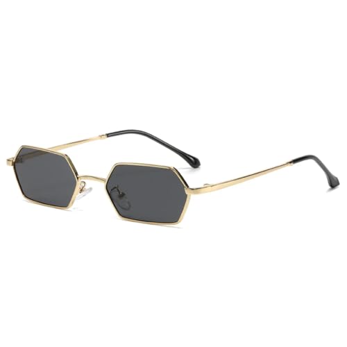 RRNTTTM Rahmen Damen Sonnenbrille Retro Sonnenbrille Mode Herren Street Photography Brillen (Gold Schwarz) von RRNTTTM