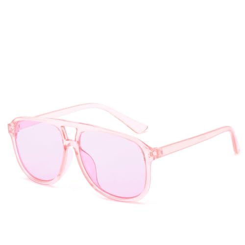 RRNTTTM Rahmen-Sonnenbrillen, Sonnenbrillen mit doppeltem Nasensteg, transparente Brille für Damen und Herren (Pink) von RRNTTTM