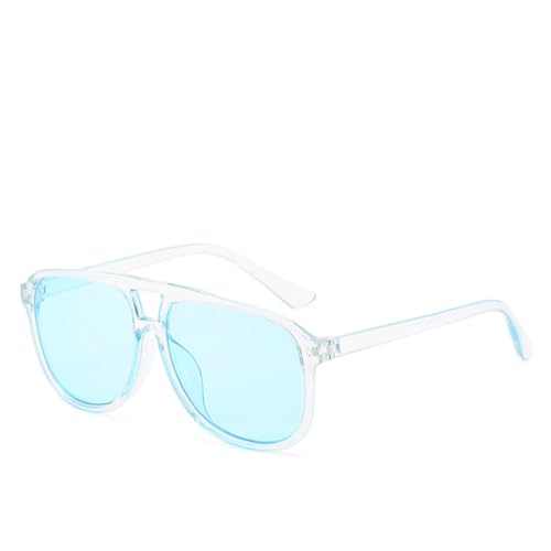 RRNTTTM Rahmen-Sonnenbrillen, Sonnenbrillen mit doppeltem Nasensteg, transparente Brille für Damen und Herren (blau) von RRNTTTM