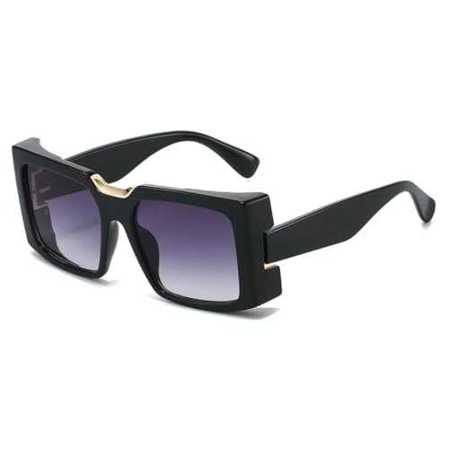 RRNTTTM Retro Dicker Rahmen Leopard Gradient Damen Sonnenbrille Farbe Lässige Mode Herren Brille UV400 (schwarz grau) von RRNTTTM