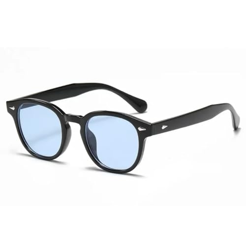 RRNTTTM Retro Runde Sonnenbrille Damen Mode Nieten Shades Uv400 Männer Punk Leopard Sonnenbrille (Schwarz Blau) von RRNTTTM