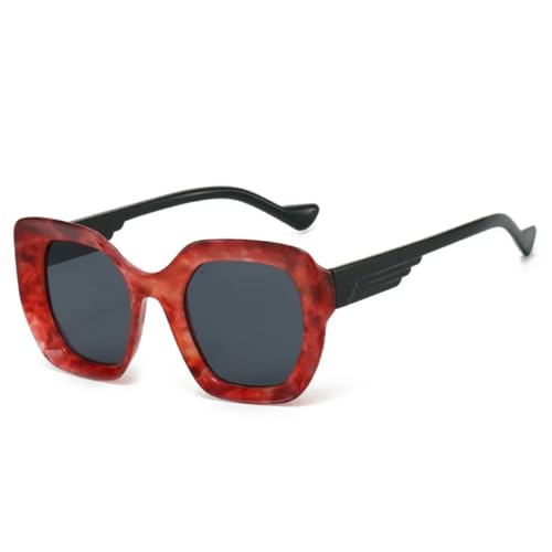 RRNTTTM Retro-Schildpatt-Farbverlaufs-Sonnenbrille für Damen, Luxusrahmen, trendige Herren-Sonnenbrille, UV400 (rot, Karettschildkröte, Schwarz) von RRNTTTM