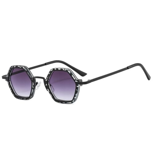 RRNTTTM Retro-Sonnenbrille für Damen, modische Verlaufsgläser, Herren, trendige Punk-Sonnenbrille, UV400 (Schwarz, Leopardengrau) von RRNTTTM