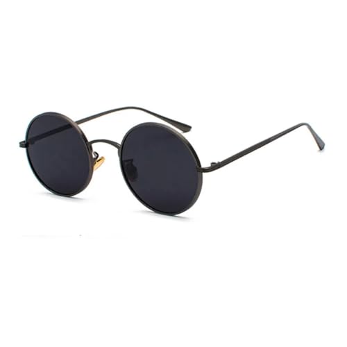 RRNTTTM Runde Damen-Sonnenbrille, modisch, für Herren, dunkelgrüne Gläser, UV400 (schwarz schwarz) von RRNTTTM