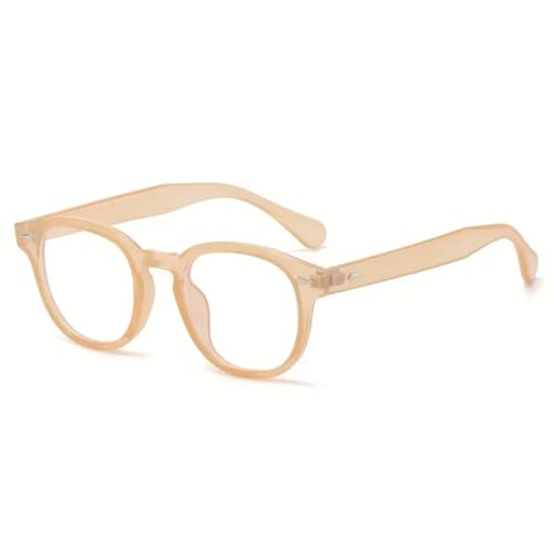 RRNTTTM Runde Retro-Sonnenbrille für Damen, modische Nieten, UV400-Schutz, Punk-Leoparden-Sonnenbrille (Rahmen in Jelly-Orange) von RRNTTTM