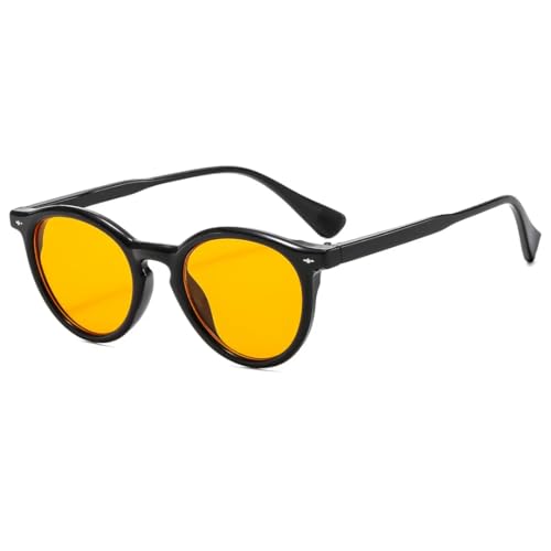RRNTTTM Runde Sonnenbrille Damen Herren Shades Transparenter Rahmen Ovale Sonnenbrille UV400 Trendy (schwarz orange) von RRNTTTM