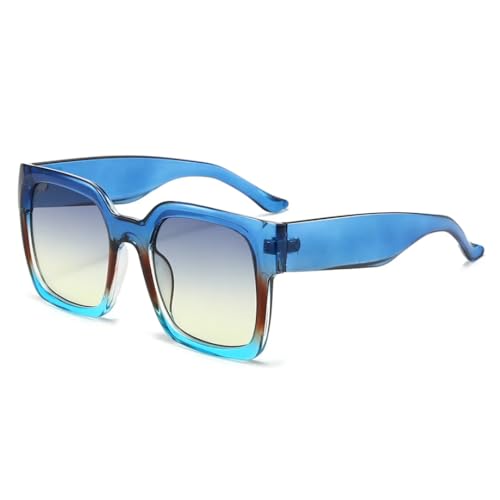 RRNTTTM Sonnenbrille Damen Vintage Farbverlauf Rahmen Mode Damen Sonnenbrille Grüntöne UV400 Luxus (blau) von RRNTTTM