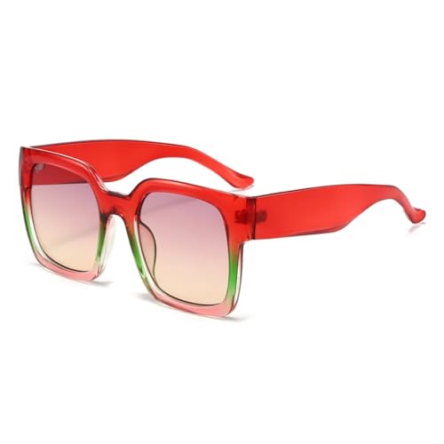 RRNTTTM Sonnenbrille Damen Vintage Farbverlauf Rahmen Mode Damen Sonnenbrille Grüntöne UV400 Luxus (rot) von RRNTTTM