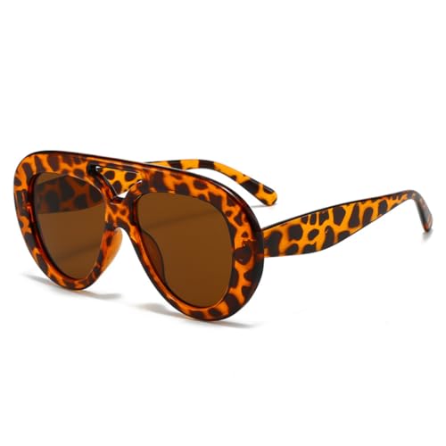 RRNTTTM Sonnenbrille mit großem Rahmen, rund, runde Sonnenbrille, Doppelbalken, modische Sonnenbrille für Damen und Herren (12) von RRNTTTM