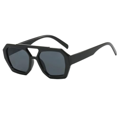 RRNTTTM Vintage-Sonnenbrille für Damen und Herren, dicker Rahmen, Doppelstege, Brillen, modische Sonnenbrillen für Damen (Schwarz Schwarz) von RRNTTTM