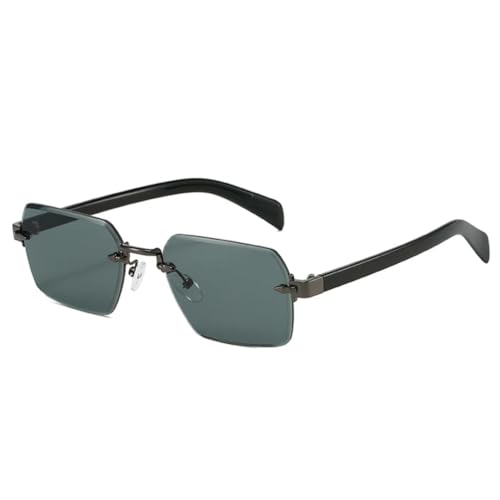 Randlose Sonnenbrille Damenmode Farbverlaufsgläser UV400 Herren Punk Sonnenbrille (Gun Green Gray) von RRNTTTM