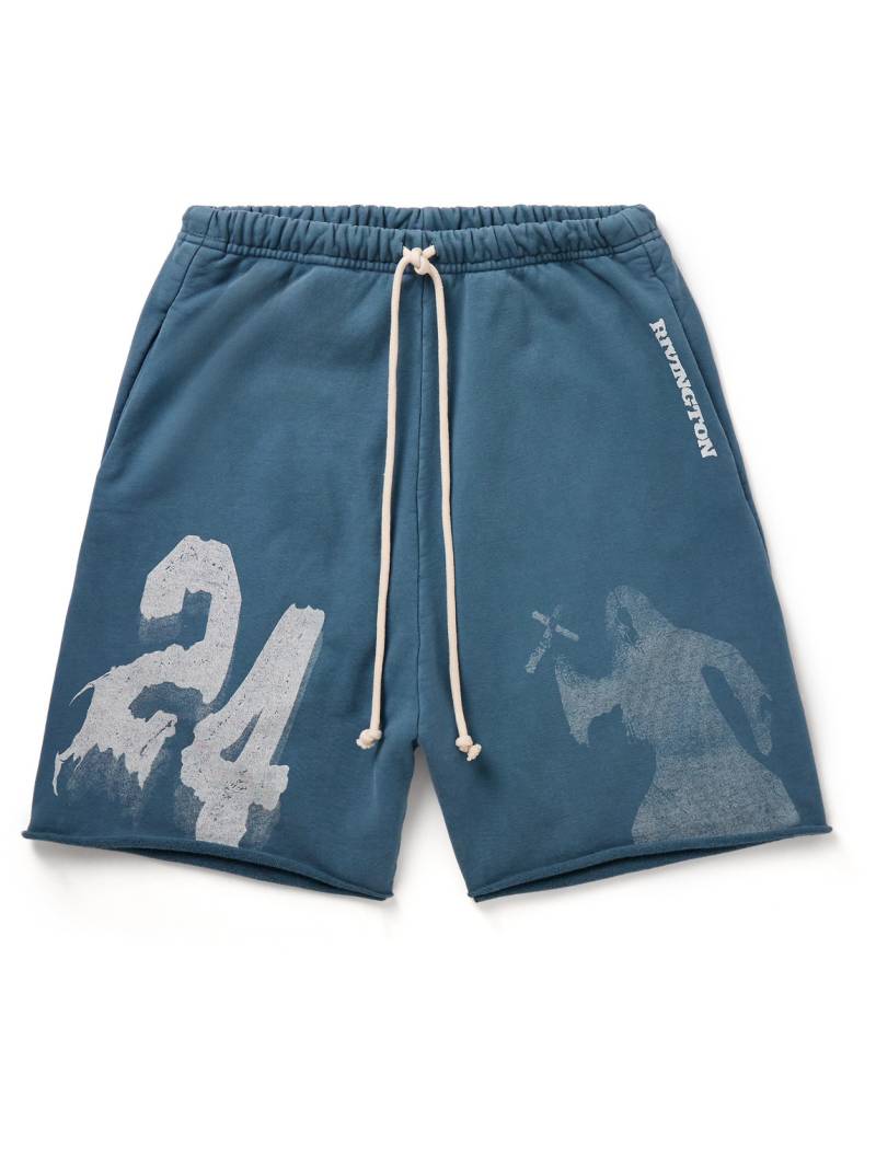 RRR123 - Enemy Straight-Leg Logo-Print Cotton-Jersey Drawstring Shorts - Men - Blue - XXL von RRR123