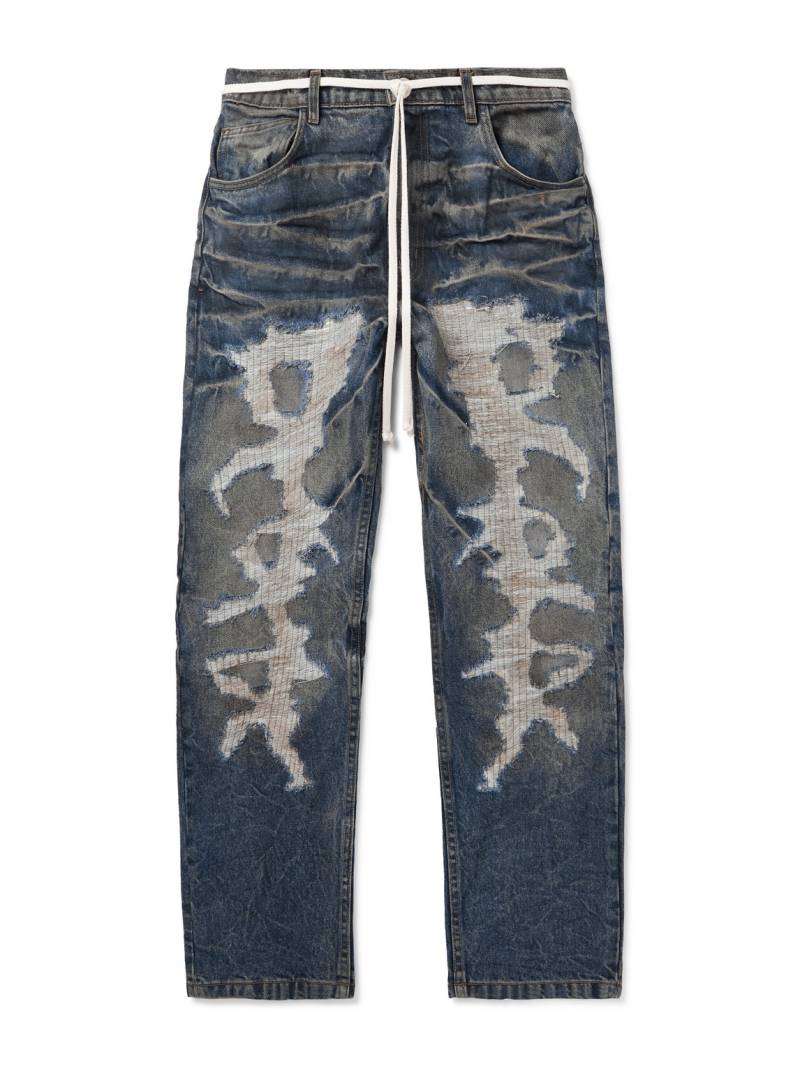 RRR123 - Fathers Engine Slim-Fit Straight-Leg Belted Distressed Jeans - Men - Blue - UK/US 30 von RRR123