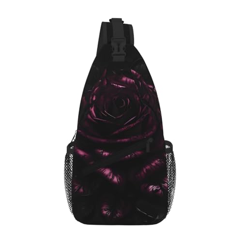 Gothic Rose Sling Brusttasche für Damen und Herren Kleine Umhängetasche Wasserdicht Mini Crossbody Daypack zum Wandern von RRSZCC