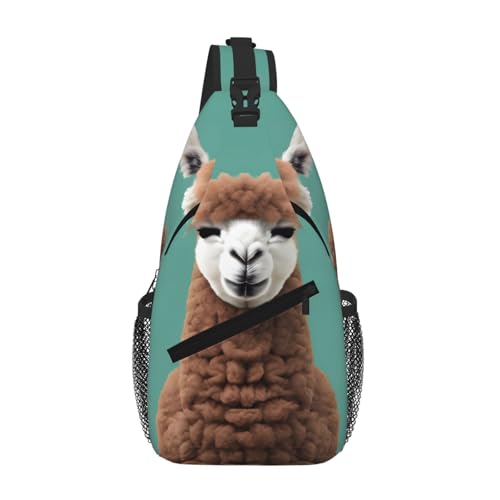 RRSZCC Alpaka Lama Sling Brusttasche für Damen und Herren Kleine Umhängetasche Wasserdicht Mini Crossbody Daypack zum Wandern von RRSZCC