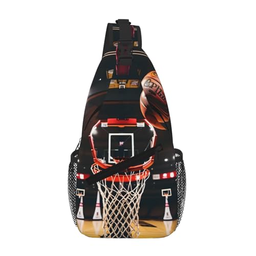 RRSZCC Basketball Sling Brusttasche für Damen und Herren Kleine Schultertasche Wasserdicht Mini Crossbody Daypack zum Wandern von RRSZCC