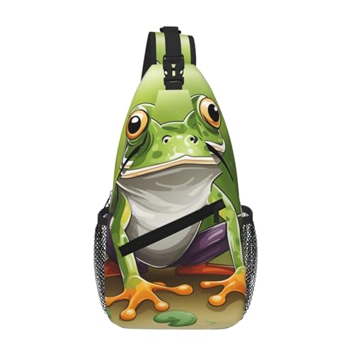 RRSZCC Cartoon Frosch Sling Brusttasche für Damen und Herren Kleine Umhängetasche Wasserdicht Mini Crossbody Daypack zum Wandern von RRSZCC