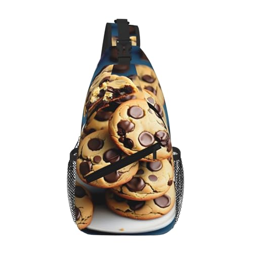 RRSZCC Cookies Food Chocolate Chips Kekse Sling Brusttasche für Damen und Herren Kleine Schultertasche Wasserdicht Mini Crossbody Daypack zum Wandern von RRSZCC