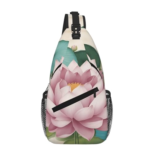 RRSZCC Lotuses Flower Namaste Sling Brusttasche für Damen und Herren Kleine Umhängetasche Wasserdicht Mini Crossbody Daypack zum Wandern von RRSZCC