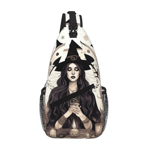 RRSZCC Magic Witch Witchcraft Bohemian Drawing Sling Chest Bag For Men And Women Small Shoulder Bag Waterproof Mini Crossbody Daypack For Hiking von RRSZCC