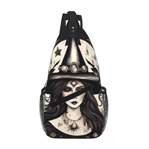 RRSZCC Magic Witch Witchcraft Bohemian Sling Brusttasche für Damen und Herren Kleine Umhängetasche Wasserdicht Mini Crossbody Daypack zum Wandern von RRSZCC