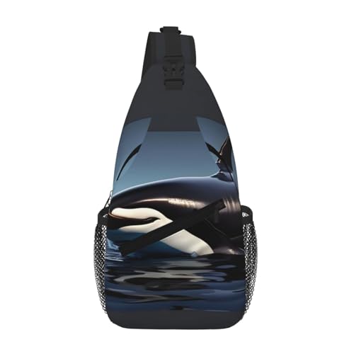 RRSZCC Orca Killer Whale Print Sling Brusttasche für Damen und Herren Kleine Umhängetasche Wasserdicht Mini Crossbody Daypack zum Wandern von RRSZCC