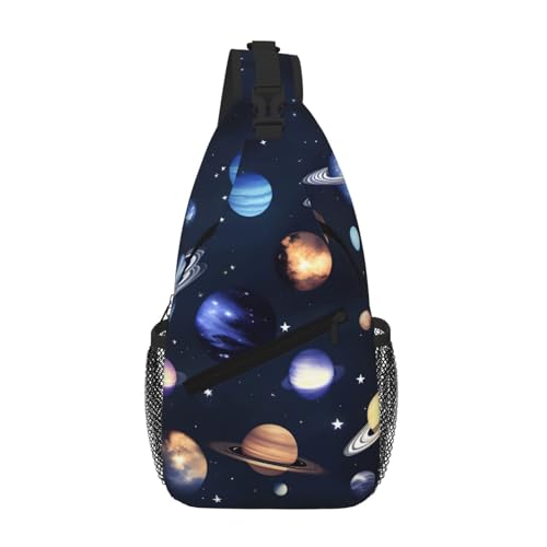 RRSZCC Planets Stars and Galactic System Sling Brusttasche für Damen und Herren Kleine Umhängetasche Wasserdicht Mini Crossbody Daypack zum Wandern von RRSZCC