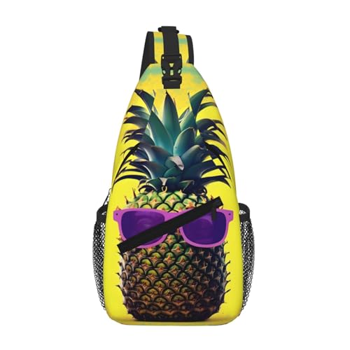 RRSZCC Psych Pineapple Zitat Sling Brusttasche für Damen und Herren Kleine Schultertasche Wasserdicht Mini Crossbody Daypack zum Wandern von RRSZCC