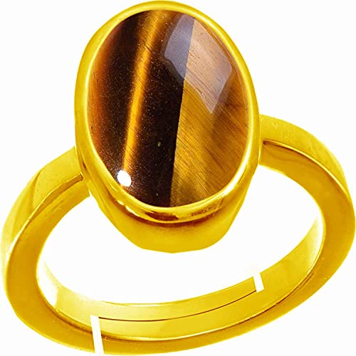 RRVGEM 8,25 Ratti 7,60 Karat natürlicher, erdabgebauter Tigerauge/Tigerauge/Tigerauge, natürlicher zertifizierter Tigeraugen-Ring, vergoldeter Chitti-Stein, für Damen und Herren – zertifiziert, RRVGEM 8,25 Ratti 7,60 Karat natürlicher, erdabgebauter Tigerauge/Tigerauge/Tigerauge, natürlicher zertifizierter Tigeraugen-Ring, vergoldeter Chitti-Stein, für Damen und Herren – zertifiziert, von RRVGEM