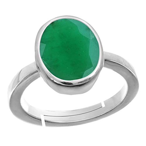 RRVGEM Natürlicher Panna-Stein, versilbert, verstellbarer Ring, 8,25 Ratti 8,00 Karat, Rashi Ratna, originell und zertifiziert für Männer und Frauen von LAB zertifiziert, versilbert, Smaragd, RRVGEM Natürlicher Panna-Stein, versilbert, verstellbarer Ring, 8,25 Ratti 8,00 Karat, Rashi Ratna, originell und zertifiziert für Männer und Frauen von LAB zertifiziert, versilbert, Smaragd, von RRVGEM
