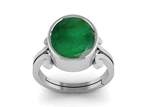 RRVGEM Ring aus natürlichem Smaragd, 11,50 Karat, zertifizierter grüner natürlicher Smaragd, loser Edelstein, Panna-Ring, versilbert, für Damen und Herren, versilbert, Smaragd, Versilbert, Smaragd RRVGEM Ring aus natürlichem Smaragd, 11,50 Karat, zertifizierter grüner natürlicher Smaragd, loser Edelstein, Panna-Ring, versilbert, für Damen und Herren, versilbert, Smaragd, Versilbert, Smaragd von RRVGEM
