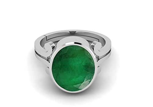 RRVGEM Ring aus natürlichem Smaragd, 7,50 Karat, zertifizierter grüner natürlicher Smaragd, loser Edelstein, Panna-Ring, versilbert, für Damen und Herren, versilbert, Smaragd, Versilbert, Smaragd RRVGEM Ring aus natürlichem Smaragd, 7,50 Karat, zertifizierter grüner natürlicher Smaragd, loser Edelstein, Panna-Ring, versilbert, für Damen und Herren, versilbert, Smaragd, Versilbert, Smaragd von RRVGEM