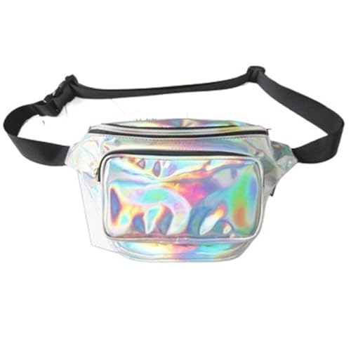 Bauchtasche Glitzer 20 Stück Oberschenkeltaschen Gürteltasche for Frauen PU-Laser-Hüfttasche holografische Beintasche Leder for Damengürtel(Silver) von RRYPBOVG