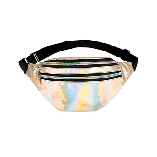 Bauchtasche Glitzer Holographische Fanny Pack Frauen Silber Bum Bag Reise Glänzende Taille Taschen Mode Mädchen Rosa Leder Hologramm Hüfte Tasche(Gold) von RRYPBOVG