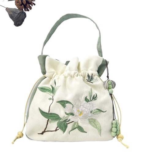 Beuteltasche Damen Retro Blumenstickerei Crossbody Top-Griff Taschen Frauen Schulter Spitze Kordelzug Eimer Tasche Geldbörsen Handtaschen(Color 01) von RRYPBOVG
