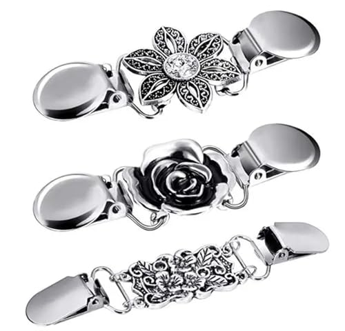 Clips Für Kleidung 3 Stück Pullover Schal Clips Kleider Strickjacke Kragen Brosche Clip Vintage Hemden Clips for Frauen(3) von RRYPBOVG