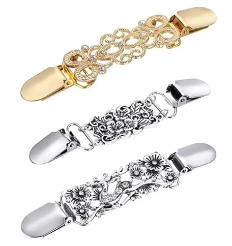 Clips Für Kleidung 3 Stück Pullover Schal Clips Kleider Strickjacke Kragen Brosche Clip Vintage Hemden Clips for Frauen(5) von RRYPBOVG