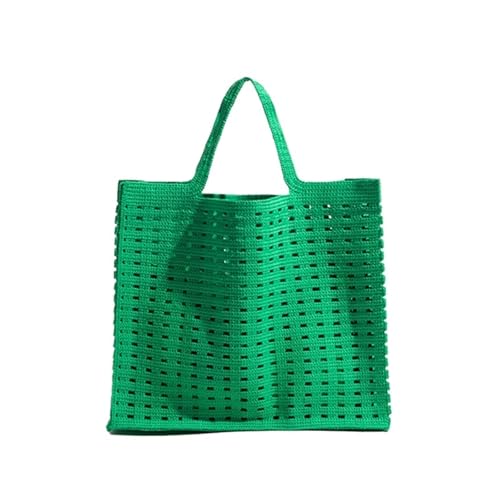 Häkeltasche Solide rosa aushöhlen häkeln Shopper Handtasche Sommer Mesh Square Tote Clutch Geldbörse Strand Einkaufstasche(Color01) von RRYPBOVG