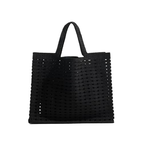 Häkeltasche Solide rosa aushöhlen häkeln Shopper Handtasche Sommer Mesh Square Tote Clutch Geldbörse Strand Einkaufstasche(Color04) von RRYPBOVG