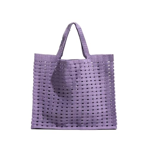 Häkeltasche Solide rosa aushöhlen häkeln Shopper Handtasche Sommer Mesh Square Tote Clutch Geldbörse Strand Einkaufstasche(Color05) von RRYPBOVG
