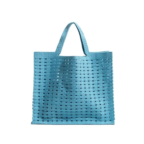 Häkeltasche Solide rosa aushöhlen häkeln Shopper Handtasche Sommer Mesh Square Tote Clutch Geldbörse Strand Einkaufstasche(Color06) von RRYPBOVG