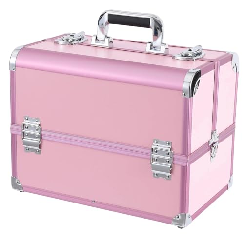 Nagellack Organizer Beauty Makeup Box Professionelle Kosmetikkoffer Make-up Nagel Mehrschichtiger Werkzeugkasten Aufbewahrungsorganisator Koffertasche(Pink) von RRYPBOVG