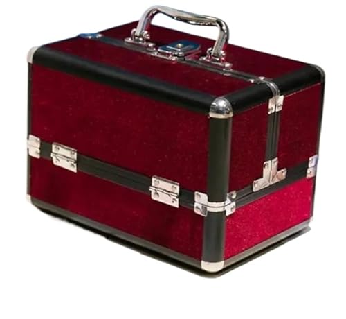 Nagellack Organizer Frauen Kosmetik Box Make-Up Koffer Schönheit Salon Fall Nagel Kosmetik Organizer Kosmetik Tasche Make-Up Fall Reise Multilayer(RED) von RRYPBOVG